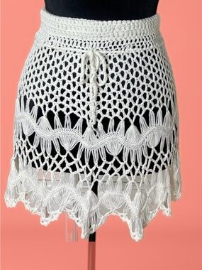 White Crochet Mini Skirt